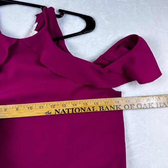 Cooper & Ella Womens Dress Sz M Raspberry Saga Ruffle Cold shoulder - Picture 9 of 11